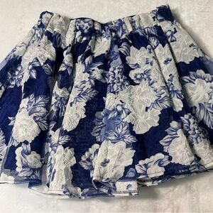 Forever 21 Navy White Floral Flared A-Line Skater Mini Skirt M